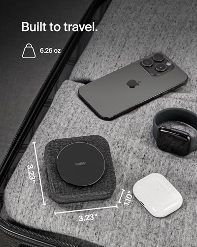 Belkin Qi2 15W Magnetic Wireless Travel Pad, 2 in 1 Foldable Charger | MagSafe compatible, iPhone 16 Series, Apple Watch 9, AirPods compatible, portable travel charger, Magnetic - style: 2 in 1