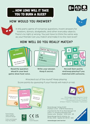 Ravensburger Match Me If You Can - Party-Game with 300 Curious Questions - Fun Conversation Starter & Social Guessing Game - 3 to 8 Players - Ages 8+