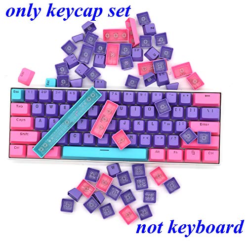 CJXSP PBT 61 Keycaps 60 Percent, Gaming Keycaps OEM Profile Backlit Keycap Set for 60 Percent Cherry MX Mechanical Keyboard ，Only keycaps (Pink Peach) - color: Pink peach