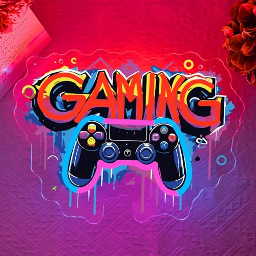 Gaming Neon Sign,Gamer Led Neon Light Signs for Wall Decor Game Pad Light up Sign for Boy Room Bedroom Man Cave Brithday Party Gaming Room Decor Gift for Gamer Men（13.8"*10.4"）