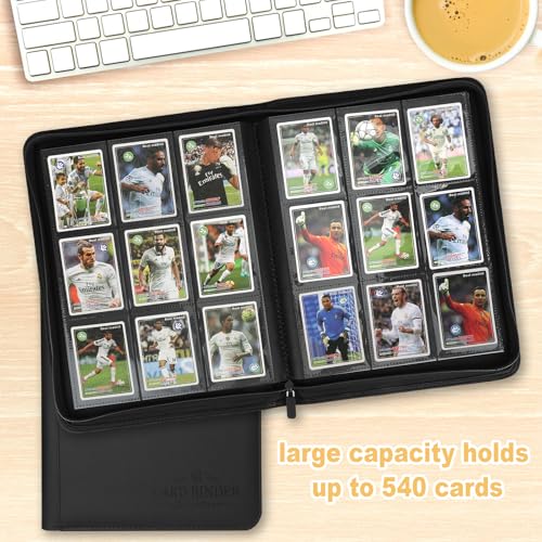 Trading Card Binder, Card Collection Binder Album Folder with 540 Side Loading Pockets, 9 Pocket Trading Card Album Folder for TGC,MTG, Baseball Cards, Yugioh - color: Aa-black