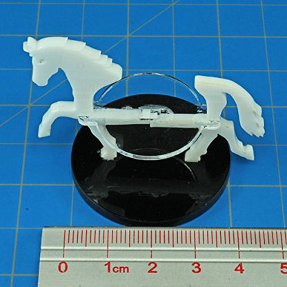 LITKO Horse Mount | Compatible with D&D & Pathfinder | 40mm Round | White | Turns a 30mm (1.25-inch) hero into a saddled rider | Large base | Includes steed + clear acrylic base | Glue assembly - color: White, style: 40mm Circular Base