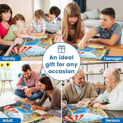 300 Pieces Jigsaw Puzzles for Adults, Seaside Flowers Puzzle for Adults Children Seniors, Oil Painting Style Puzzle 300 Pieces, Gift for Birthday, Home Decor, Fun for Family Entertainment(20.5*15 In) - style: Seaside Flowers