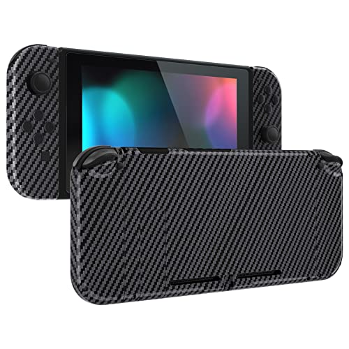 eXtremeRate DIY Replacement Shell Buttons for Nintendo Switch, Custom Back Plate for Switch Console, Custom Housing Case with Full Set Buttons for Joycon Handheld Controller - Graphite Carbon Fiber - color: Graphite Carbon Fiber