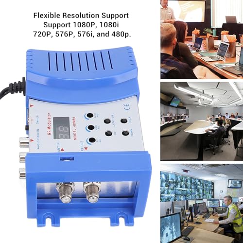 HDM69 HDMI Modulator RF Modulator, Analog VHF UHF HDMI AV to RF Modulator Converter Support PAL NTSC Output, HD Multimedia Interface AV to RF Converter for TV Game Console (US)