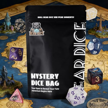 Mystery Dice,7PCS Mystery Dice Set Polyhedral DND Dice Random Style &1 Metal Coin&Dice Bag,Resin Dice for Tabletop Games DND RPG MTG Role Playing Games