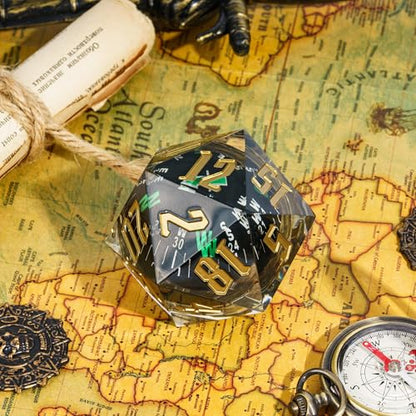 Cusdie Large D20 DND Dice 55mm with Sharp Edges, D&D 20 Sided Dice, Handmade Giant D20 for RPG, Table Games(Glow Compass) - color: Glow Compass