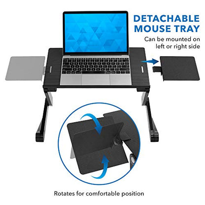 Mount-It! Adjustable Laptop Stand & Lap Desk with USB Cooling Fans, Large Aluminum Laptop Tray with Mouse Pad, Portable Sit-Stand Laptop Desk for Bed, Couch & Table