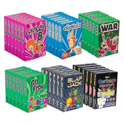 Regal Games Card Games for Kids - Go Fish, Crazy 8's, Old Maid, Slap Jack, Garbage Monsters, War - Simple & Fun Classic Family Table Game Sets (6 x 6) - color: Set of 36 Decks