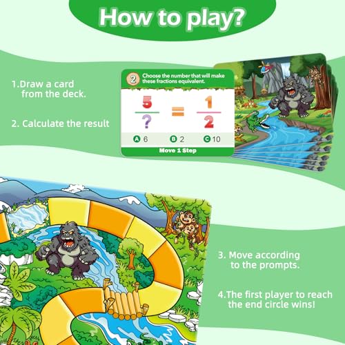Broytain Forest Fraction Board Game|Math Games for Kids|Fraction Play Games - Gr. 3-4|Educational Learning Board Games for Boys and Girls|Classroom Travel Indoor Outdoor Family Game
