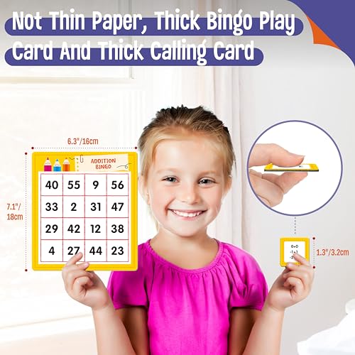 SpriteGru Addition & Subtraction Bingo Game, 360 Math Problems, 2 Educational Math Board Game for Kindergarten and Preschool Kids 4-8, Perfect for Classroom & At Home - style: Addition & Subtraction Bingo Game