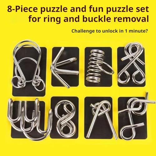 Metal Puzzle Solving,8/16/24/40Pcs 3D Interlocking Metal Wire Puzzles Set for Adults,Brain Teaser Puzzles IQ Logic Mind Games,Reverse Thinking Physics Mind Games for Party - color: Purple