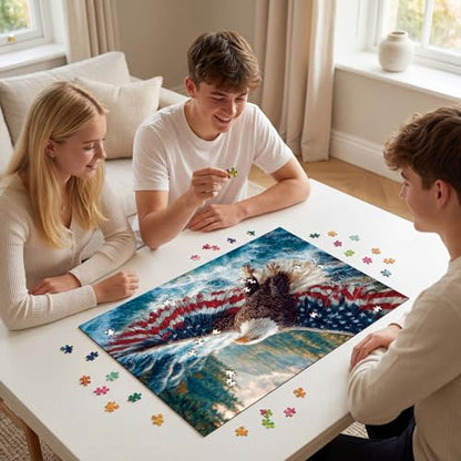 1000 Piece Puzzle for Adult, Flag Bald Eagle Square Jigsaw Puzzle-26.6 in | Jigsaw Puzzle 1000 Pieces, Impossible Challenging Fun Puzzle for Adult, Unique Difficulty Jigsaw Puzzle for Birthday Gift - color: Flag Bald Eagle 2