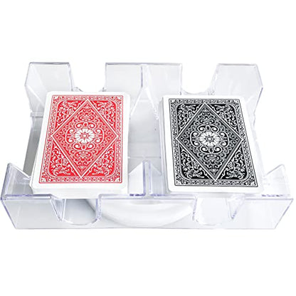 Yuanhe 2 Deck Rotating-Revolving Playing Card Tray, Card Holder (Pack of 2) - size: 7.24(L) x 5(W) x 2(H) inches (Pack of 2)