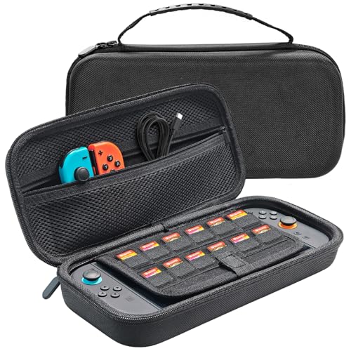 TUCANA Carry Pouch Case Compatible with Nintendo Switch 2 (2025), Switch 2 Portable Hard Travel Case with Pockets and 12 Game Cartridges for Switch 2 Accessories （Black）