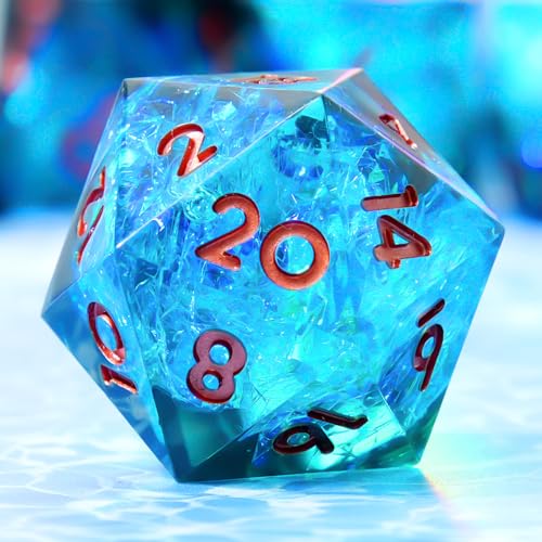 Single D20 Dice-22MM 20 sideds DND Resin Sharp Edged Resin Dice for Dungeons and Dragons, RPG, Polyhedral D&D Dice, Roleplaying Games MTG Table Games(Blue Black) - color: D20-blue Dark
