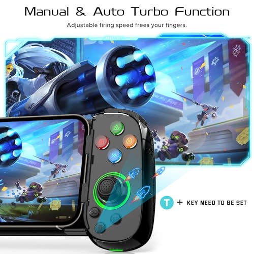 Joso Phone Controller for iPhone & Android, Wireless Mobile Game Controller with Hall Effect Joystick, Turbo | Compatible with iPhone 17-12, Galaxy S24-S21 Series for COD Mobile, Genshin Impact, Cloud Gaming - color: Black | D7