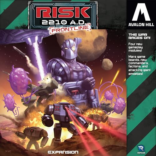 Renegade Game Studios Risk 2210 A.D. Frontline Expansion - Mars Strategy | Tournament modules for 2-5 players with asymmetric factions, moon colonies game board, and giant amoeba invasion mechanics