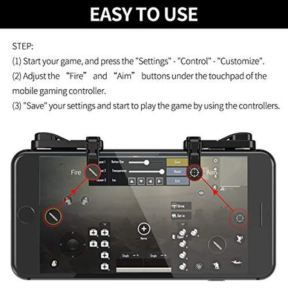 【2 Pair】 Z108 Mobile Gaming Controller Compatible with PUBG Mobile/Fortnitee Mobile/Call of Duty Mobile, Sensitive Shoot and Aim Trigger L1R1 Compatible with Android & iPhone - color: 2 Pair