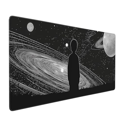 Space Galaxy Gaming Mouse Pad, Extended XXL Size 35.4 x 15.7 inches, Anti-Slip Base, Black - color: Creative Galaxy