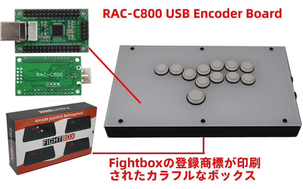 FightBox RAC-J800B-PC-W All Buttons Leverless-Style Arcade Joystick Fight Stick Game Controller For PC Sanwa OBSF-24 30