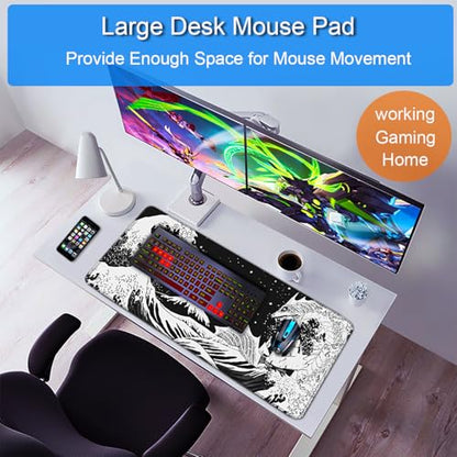 Gaming Mouse Pad, 31.5x15.7 inch Large Extended Computer Keyboard Mouse Mat, Water Resist Non-Slip Mousepad Rubber Base Long XXL Desk Mouse Pad for Gaming, Office & Home, Dragon - color: Dragon, size: 31.5L x 15.7W inches