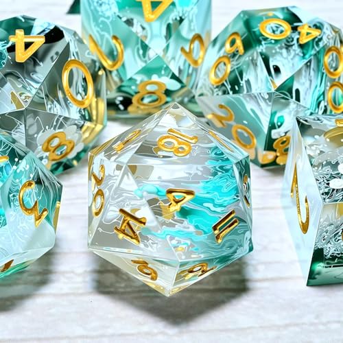 Resin dice Set, Dungeons and Dragons polyhedral DND dice Set, Suitable for Role-Playing Game RPG Explorer Magic: the Gathering Pioneer Game DND dice Set (7 Pieces) - color: Lance