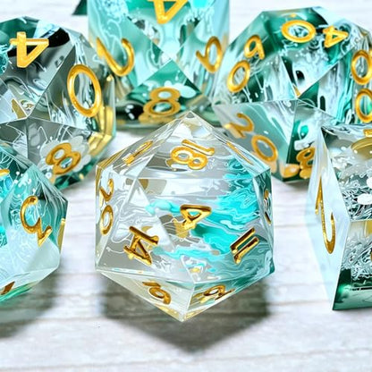 Resin dice Set, Dungeons and Dragons polyhedral DND dice Set, Suitable for Role-Playing Game RPG Explorer Magic: the Gathering Pioneer Game DND dice Set (7 Pieces) - color: Lance