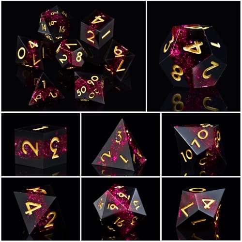 DND Dice Set, 7 Pcs Sharp Edge D&D Dice Polyhedral Resin Dice for Dungeons and Dragons RPG MTG Role Playing Table Games - color: Red