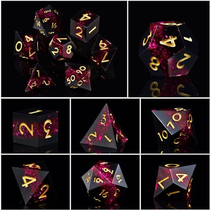DND Dice Set, 7 Pcs Sharp Edge D&D Dice Polyhedral Resin Dice for Dungeons and Dragons RPG MTG Role Playing Table Games - color: Red