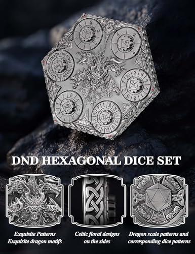 D&D Dice Set,7PCS Metal Dice for Dungeons and Dragons,Mini Dice Set with Pocket Watch Case,Role Playing Board Games Accessories (Dragon, Ancient Silver-S) - color: S-ancient Silver, style: Dragon