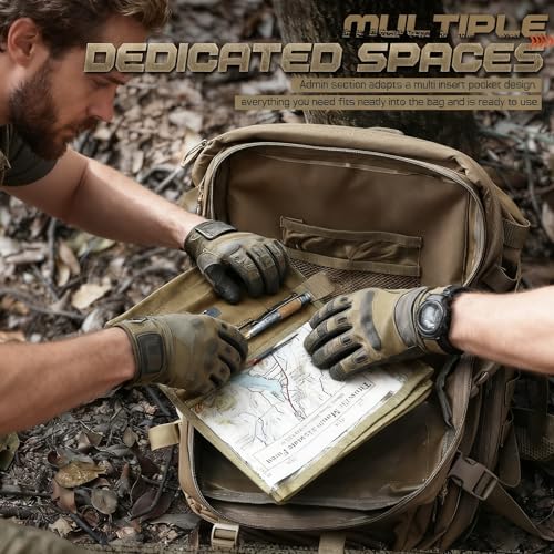 Military Map Case & Tactical Map Pouch with MOLLE, Waterproof TPU Holder | 13"x10" Clear Viewing Area, Foldable Design, 1000D Oxford, Land Navigation Kit for Hiking & Patrol - color: Khaki