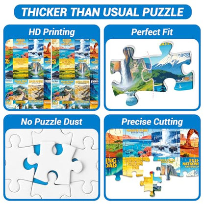 National Parks Puzzle for Adults 500 Pieces, World-Famous Scenic Lands Capes Jigsaw Puzzle 500 Pieces, Challenging Game Home Decor Party Gift Toy for Adults Seniors, 20.5×15 in - style: National Parks