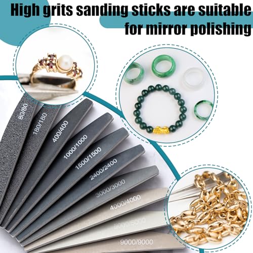 Honoson 20 Pcs Sanding Sticks for Plastic Models 3D Print Polishing Sticks Assorted Metal and Wood Sanding Tools Accessory for Model Craft Amateur Beginner(Low Grits and High Grits,Moon Style) - style: Moon Style