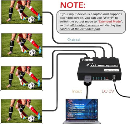 HDMI Splitter 1 in 4 Out, 4Kx2K @30Hz - size: HDMI 1x4