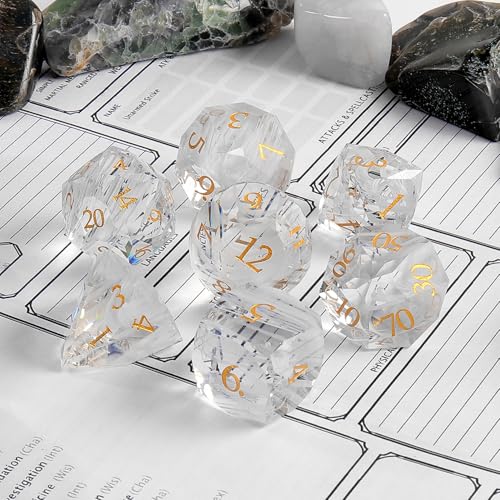7-Piece Diamond Cut Dice Set D&D Set for Dungeons and Dragons, RPG, Tabletop Games, remium Gift Box & Durable Design - color: Ls-3
