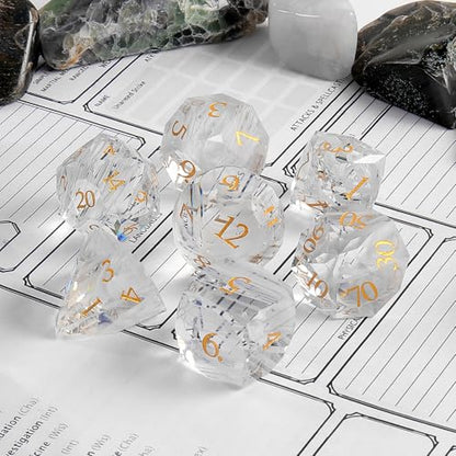 7-Piece Diamond Cut Dice Set D&D Set for Dungeons and Dragons, RPG, Tabletop Games, remium Gift Box & Durable Design - color: Ls-3