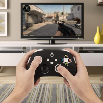 Geekria Silicone Controller Skin Compatible with Xbox Series X/S, Ergonomic Soft Anti-Slip Handle Protective Cover, Replacement Sleeve Gaming Accessories (Black)