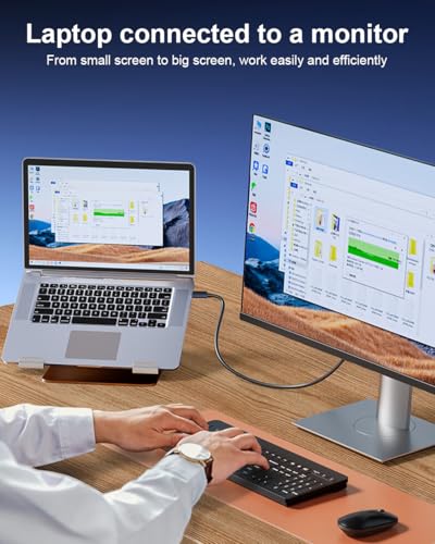 USB C to HDMI Cable 2 in 1 Steam Deck Adapter 4K 60Hz HDMI 100W Charging Port, Monitor TV Connector Cable USB C Dock for Steam Deck OLED/ROG Xbox Ally/iPad/Samsung Galaxy Dex/Tablet/iPhone 17 6.6TF/2M