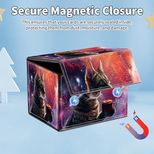 for MTG Commander Deck Box,Card Deck Box for Trading Yugioh MTG,Fits 100 Double Sleeved Cards,PU Leather Strong Magnet Case for Magic Commander TCG CCG,Cat Pink Glitter - color: Cat Pink Glitter