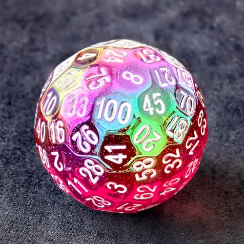 Bescon Dazzling Red 100 Sided Dice, Game Dice D100, Polyhedral Solid 100 Sides Dice 45MM in Diameter (1.8inch) - color: D100 Dazzling Red
