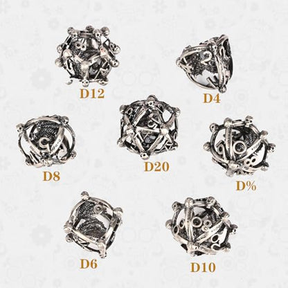 DND Metal Dice Set, UBEUCK 7PCS Gear Metal DND Dice Set for Dungeons & Dragons Board Games Boxes (Antique Nickel dice 2) - color: Antique Nickel Dice 2
