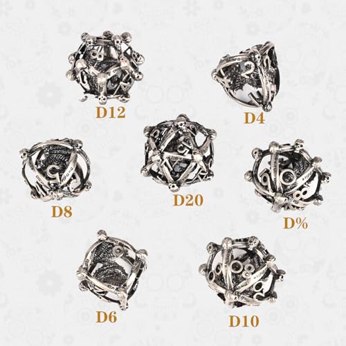 DND Metal Dice Set, UBEUCK 7PCS Gear Metal DND Dice Set for Dungeons & Dragons Board Games Boxes (Antique Nickel dice 2) - color: Antique Nickel Dice 2