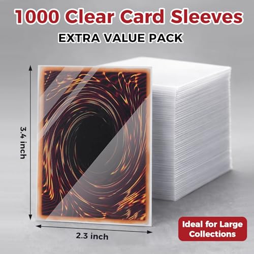 1000ct Clear Card Sleeves Perfect Fit for Yu-Gi-Oh Game Cards 59 mm x 87mm