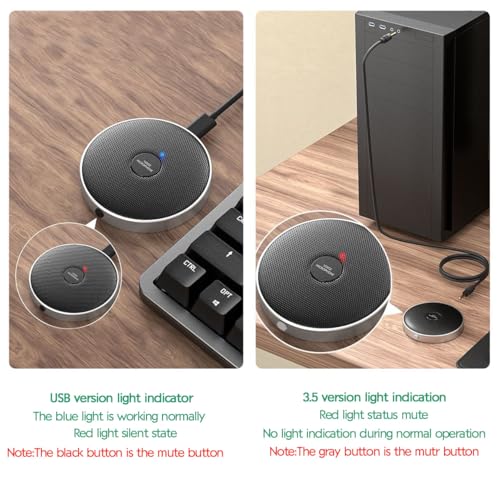 360° Computer Microphone for Desktop , USB Conference PC Mic, Noise-Canceling Technology, Recording, Skype, Online Class, Court Reporter, Plug & Play, Compatible with Windows/PC/Desktop/Laptop
