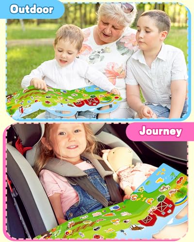 Walenced Reusable Sticker Book for Toddlers, Travel Stickers for Kids, Toddler Craft Activities Toys, Birthday Gifts for Boys & Girls - style: Farms