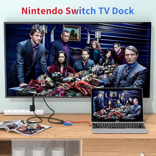 Boreguse Switch Dock with Organizer Design for Nintendo Switch Dock Switch TV Dock, Switch Charging Dock with 4K HDMI Output/USB 3.0/ PD 100W Charging Port for MacBook Pro/Air, Not for Switch 2