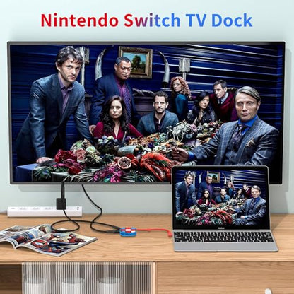 Boreguse Switch Dock with Organizer Design for Nintendo Switch Dock Switch TV Dock, Switch Charging Dock with 4K HDMI Output/USB 3.0/ PD 100W Charging Port for MacBook Pro/Air, Not for Switch 2