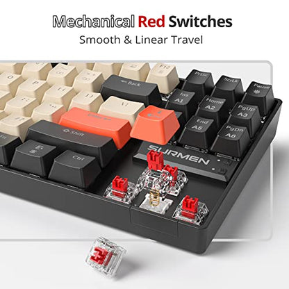 Fogruaden RGB Wired 75% Percent Mechanical Keyboard with Red Switch TKL Mechanical Keyboard 75 Percent, 87 Keys NKRO Compact Gaming Keyboard 75% for Win/Mac Laptop PC Gamer (Carbon/87) - color: Red Switch/87Carbon