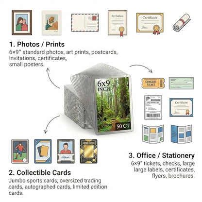 50ct 6x9 Toploaders - Ultra Durable Card Protectors for Photos & Collectibles - Crystal Clear, Archival-Safe, Fit 6x9 Inch Sheets - size: 6x9